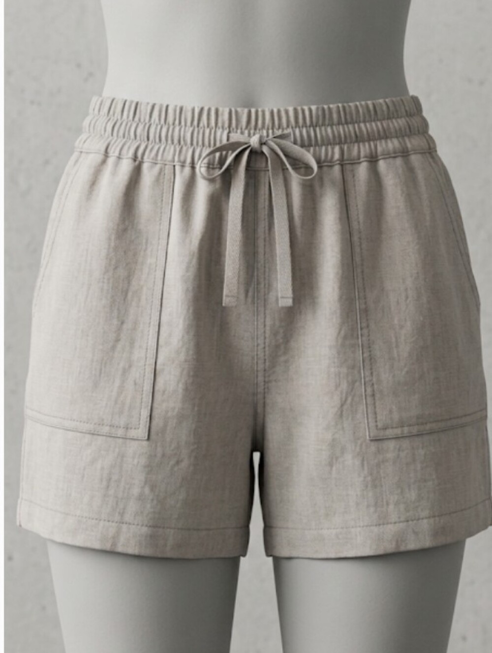 Last Chance 100% Linen Light Grey Drawstring Shorts (Sz S)